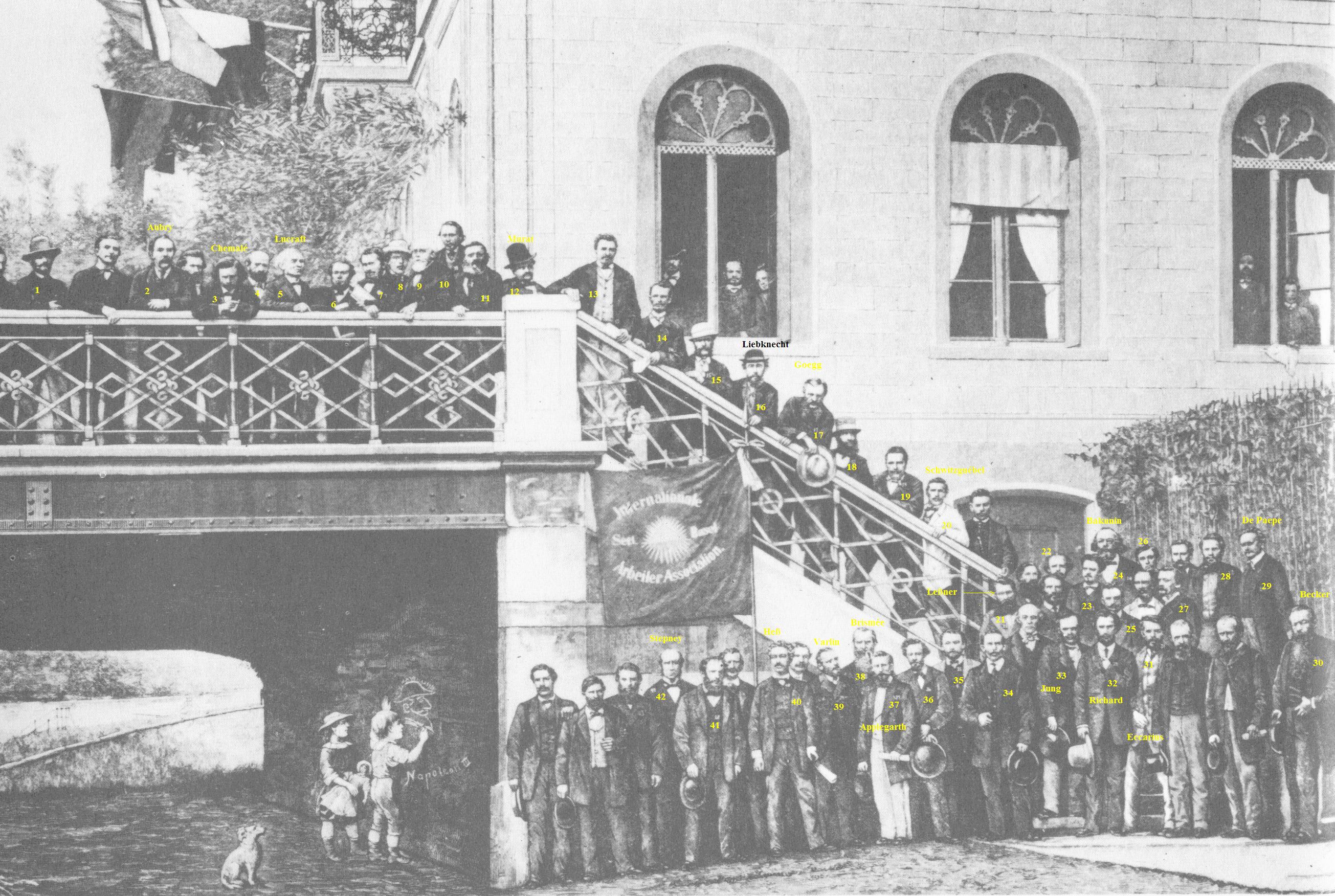 Foto der Delegierten des Brüsseler Kongresses von 1869